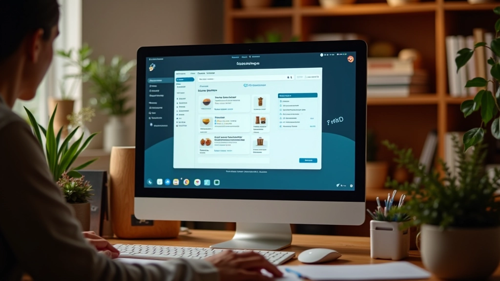 Piattaforma di e-commerce italiana visualizzata su uno schermo di monitor circondato da prodotti artigianali made in Italy